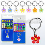 blcpt103 fake belly clip w cute dangling acrylic flower in pack