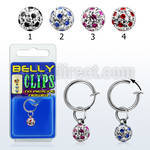 blcpt117a fake belly clip w 5mm dotted crystal resin in package