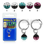 blcpt117e fake belly clip w 5mm 2 color crystal in package