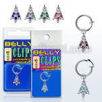 blcptu1 fake belly clip w a dangling crystal tulip flower 