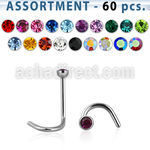blk206 316l nose screw with assorted colored crystal tops
