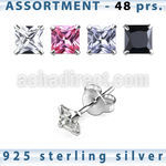blk259s sterling silver earring stud with 2 4mm square cz