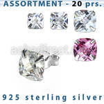 blk263m silver earring stud with square checkeredcut cz