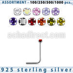 blk462 silver nose stud with 1 5mm round prong cz stone