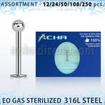 blk470 eo gas sterilized 316l steel labret with 3mm ball
