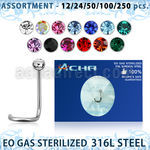 blk483 sterilized 316l steel nose screw with bezel crystal ball
