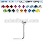 blk501 silver nose stud with 2mm round prong crystal
