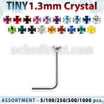 blk526 silver nose studs with 1 25mm round prong set crystal