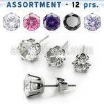blk60 316l steel ear studs with 3 5mm prong cz stone