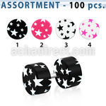 blk682 acrylic fake plugs stars 6mm to 10mm colors 100pcs