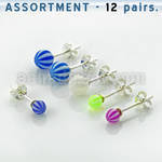 blk96 bulk of sterling silver earrings with uv beach balls