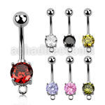 bnczh 316l steel belly banana with 8mm prong cz stone hoop