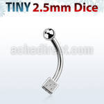 bnesdi25 316l steel eyebrow banana w 2 5mm steel dice ball