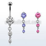 bnrz351 casted steel cz belly banana w prong set round czs