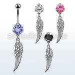 bnrz653 casted steel cz belly banana w plain silver bird wing