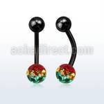 bntfr6r anodized 316l steel belly banana w rasta ferido ball