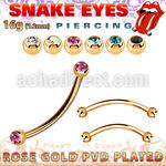 bnttj25l rose gold steel snake bite banana tiny 2.5mm jewel ball