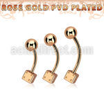 bnttsdi rose gold steel belly banana with a lower 5mm steel dice