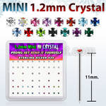 box silver bend it nose stud w 1.2mm prong set crystal