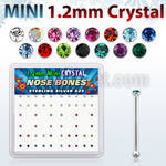box silver nose bones w 1.2mm color crystals