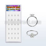 box w 24 silver seamless nose hoop w clear crystal flower