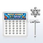 box w 36 silver nose bone w clear crystal david star top 