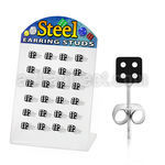 brdi5 stainless steel ear stud w arylic b w uv dice tops
