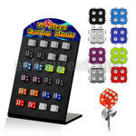 brdic5 stainless steel ear stud w uv dice dotted crystal top