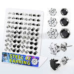 brescz6 display w steel ear studs with 4 6 6mm clear black czs