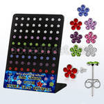 brm228s silver earstud with crystal assorted colored flower top