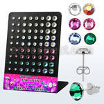 brmvfbm display w silver ear studs w extra flat crystal tops