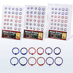 brnhp10 board of color plated silver nose hoops with w o ball