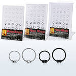 brnhp11 silver nose hoops with double halve black ball closure
