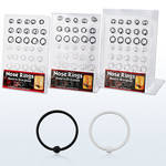 brnhp14 board of b w plated sterling silver nose hoops with ball