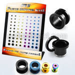 brpg182 display w 80 pcs. of pvd plated steel flesh tunnels