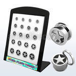 brpg94 board of polished steel screwfit flesh tunnel w star