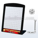 brs118 display w 316l steel nose bones, 20g w 1.5mm round cz