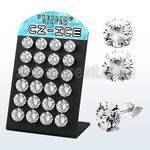 brscz9 sterling silver ear stud with prong set cz stone