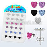 brsfd7 silver earrings heart design with ferido glued crystal