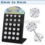 brsv9 silver ear stud w 6 8mm round prong cz stone