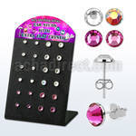 brsvfbm display w silver ear studs w extra flat crystal tops