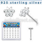 bxbufc36 silver nose bones 22g butterfly clear crystals 36