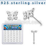 bxbutc36 silver nose bones 22g butterfly clear crystals 36
