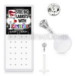 bxljy1 clear bioflex labret w push in 316l steel crystal top