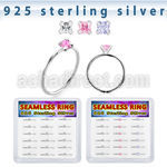 bxnhmx4 silver seamless nose ring 22g square color cz 18pcs