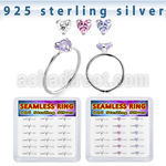bxnhmx5 silver seamless nose ring 22g heart color cz 18pcs