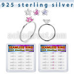 bxnhmx7 silver seamless nose ring 22g star color cz 18pcs