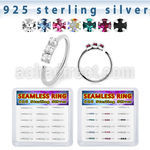 bxnhmx8 silver seamless nose ring 20g color crystal 18pcs