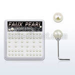 bxnspr3 box w silver nose studs w 3mm faux pearl ball tops