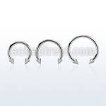 cbcns 316l steel circular barbell, 14g (1.6mm) w 2 3mm cones